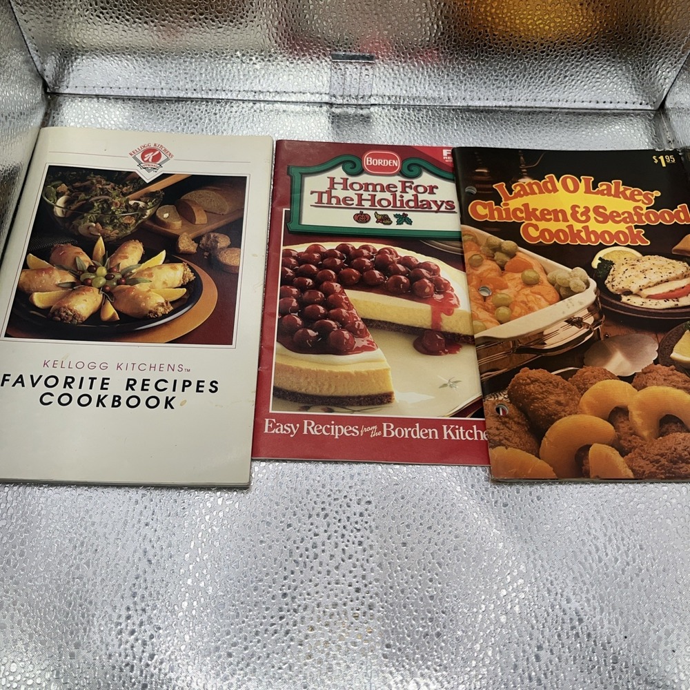 Lot of 3 Vintage  Recipe Books  Cookbooks Home For The Kellogg Kitchens Seafood